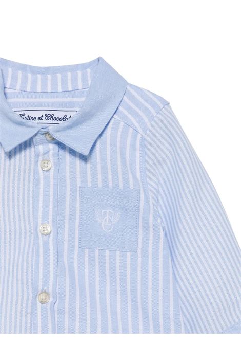 Camicia A Righe Bianca E Azzurra Con Logo Monogram TARTINE ET CHOCOLAT | CA1208144